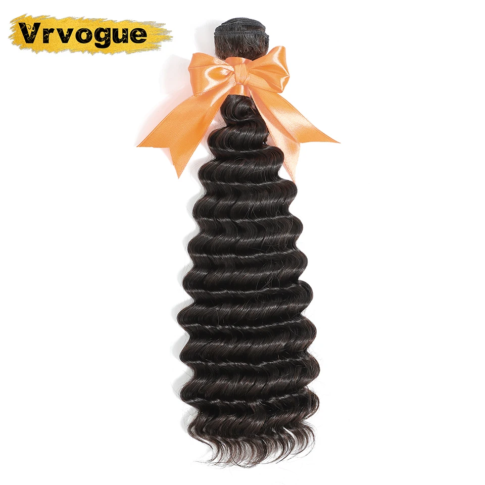 

Vrvogue Hair Peruvian Deep Wave Hair Weave Bundles Natural Color 100% Remy Human Hair Weaving 8-28inch One Piece Free Shipping
