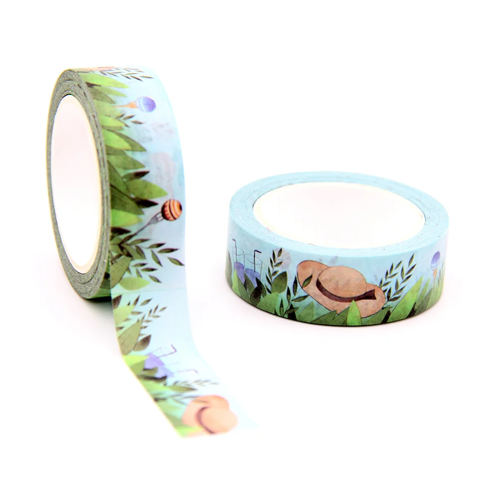 

NEW 1PC 15mm x 10m Hat Green Leaves Scrapbook Paper Masking Adhesive Washi Tape washi tape designer mask