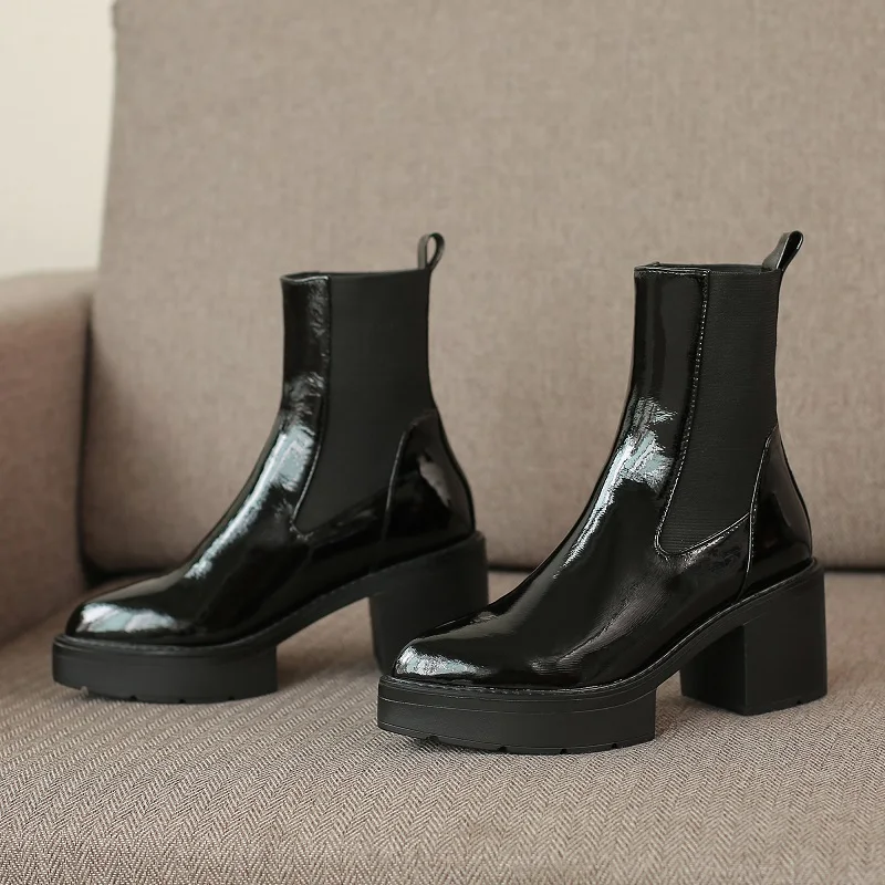 patent platform chelsea boots