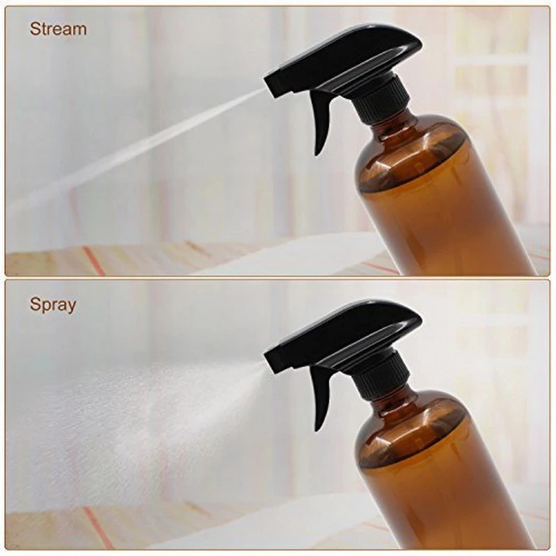 2 Pack Refillable 500ml 16 OZ Amber Clear Glass Spray Bottles For Essential Oils Cleaning Liquid Sprayer Container-4