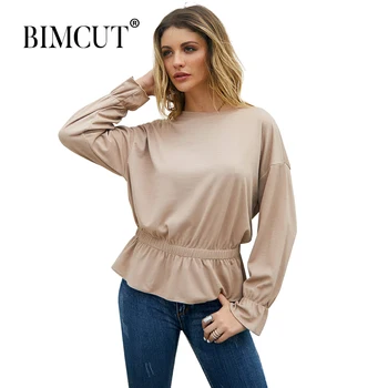 

Original design Women Dress Style Casual T-Shirt 2019 Autumn Winter Solid O-Neck Long Sleeve New Fashion Loose Tshirt Office