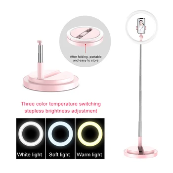 

Desktop Holder 10 inch Selfie Ring Light LED Dimmable Video Studio Photography Lighting Portable For Youtube Vlog Live Photo