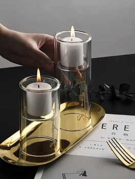 

Pillar Transparent Candle Holder Glass Nordic Style Candle Holder Romantic Wedding Coffee Table Farolillo Vela Home Decor WF50ZT