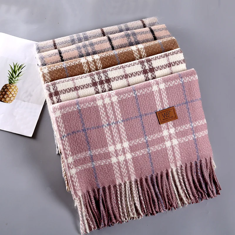 

2020 Plaid Scarf Cashmere Bufanda Mujer Women Winter Warm Shawls and Wraps Cloak Thick Blankets Tassel Scarves Brand Designer