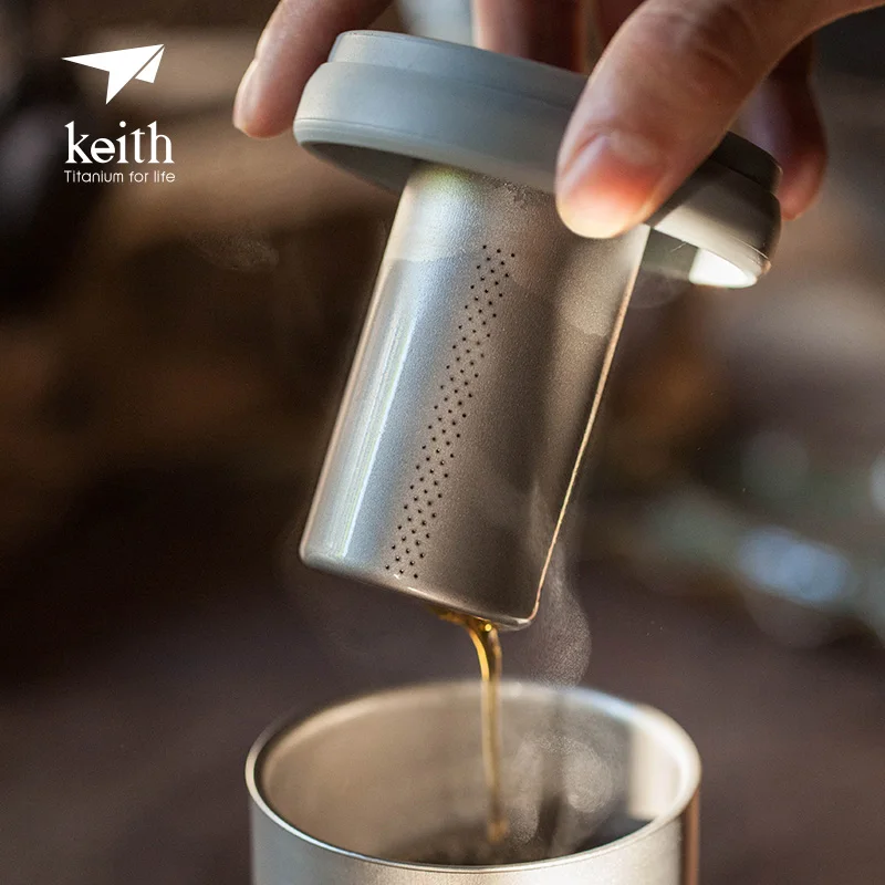 Титановая кружка с двойными стенками Keith 450 мл уличный ситечко для чая и чашек