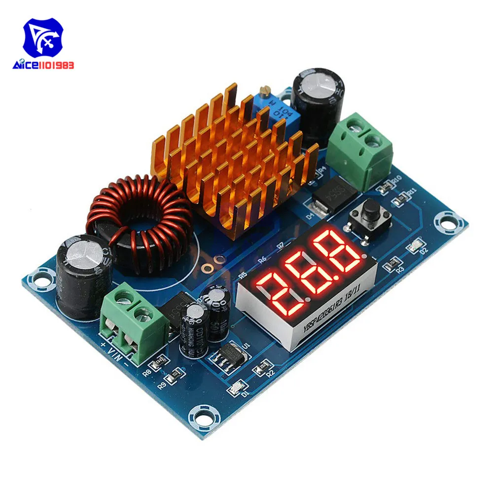XH-M411 DC-DC 3-35 V zu 5-45 V 5A Step Up Converter Boost Power Supply Board Modul mit 3 Digit Led-anzeige Spule Kühlkörper XH-M411 DC-DC 3-35 V zu 5-45 V 5A Step Up Converter Boost Power Supply Board Modul mit 3 Digit Led-anzeige Spule Kühlkörper