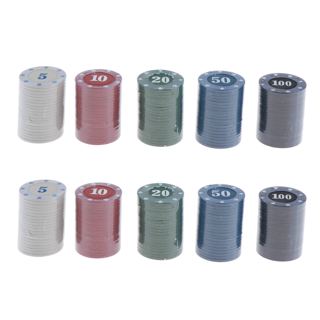 200 Pieces Casino Poker Chips Plastic Casino Chips with Numbers, Home