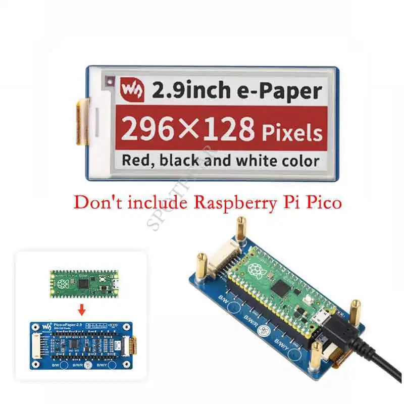 

Raspberry Pi Pico 2.9inch E-Paper E-Ink Display Module (B) SPI 296×128