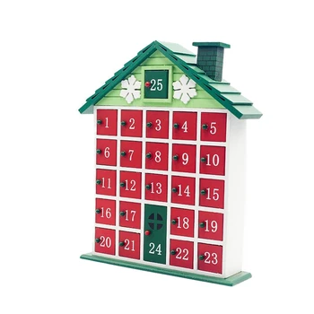 

New Christmas Wooden House Countdown Advent Calendar Christmas Storage Box