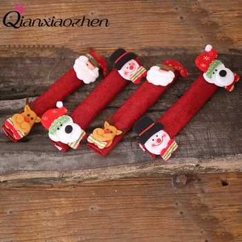

Qianxiaozhen 4pcs Cloth Handle Decoration Set Christmas Microwave Refrigerator Decoration Christmas Decorations For Home Kitchen