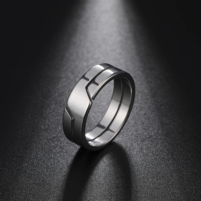 Skyrim Fashion Simple Stainless Steel Couple Ring for Men Women Casual Finger Rings Jewelry Engagement Anniversary Gift 2021 New