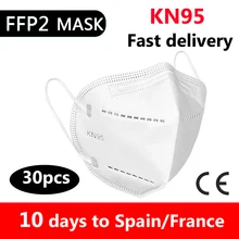 30 pçs máscaras kn95 adaptável contra a poluição respirável n95 máscara de segurança não tecido earloop kn95 proteção nível ffp2