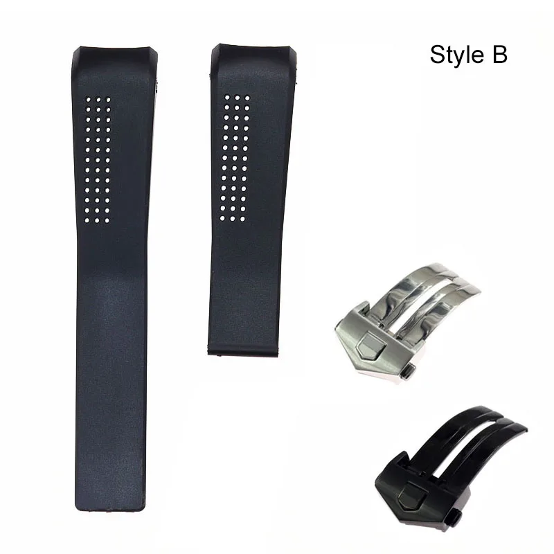 20/22/24mm black silicone watch band for TAG Heuer watch carrera calibre 16 series sports waterproof strap bracelet wristband