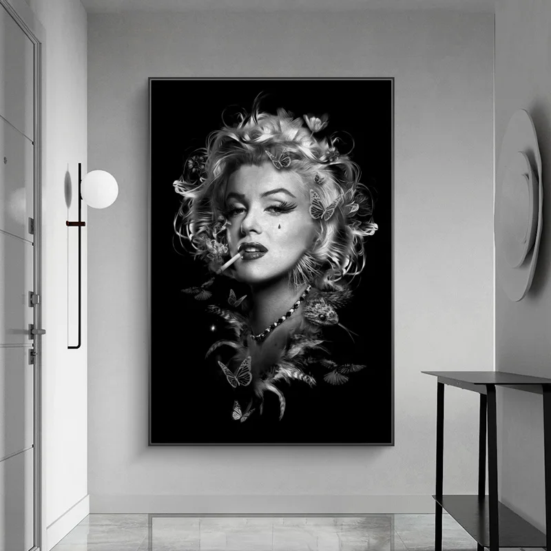 Черно белая Мэрилин Монро курительный плакат фотография и принты крутая девушка