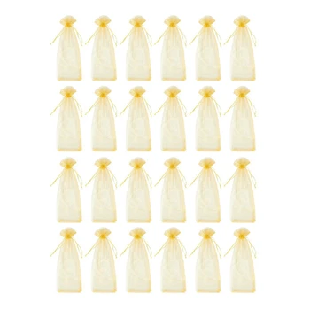 

Wine Organza Bags - 24-Pack Drawstring Wine Bottle Organza Bags -Wine Wrapping Bags for Decoration, Storefront Display, Gift Bag