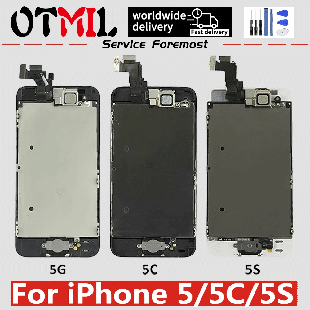

OTMIL For iPhone 5 5C 5S Full Assembly LCD Display Touch Screen Digitizer Full Set Pantalla LCD Replacement+Home Button+Camera