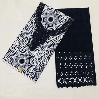

2.5Yard African Lace +3Yards African Ankara Dry Lace Combination Ankara Fabric Lace For Wedding Set LSB-58