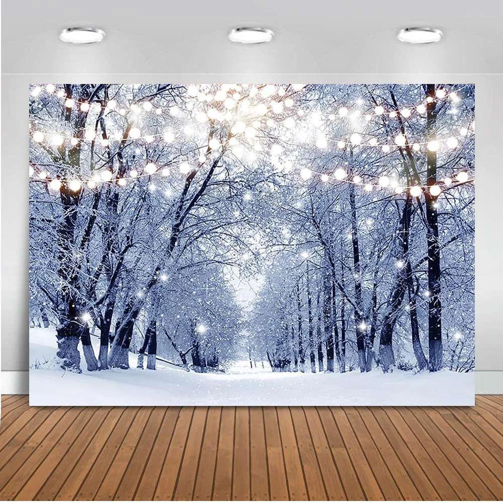 Фотофон Neoback winter wonderland, блестящий лес, Рождественская елка, снег, фон для фотосессия Фотостудия