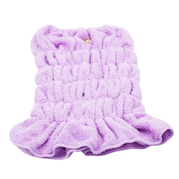 purple Мода микрофибра утолщаются волосы тюрбан шапка для быстрой сушки волос обернутое полотенце банное с милыми аксессуарами для ванной комнаты - Цвет: purple