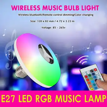 

E27 12W Smart RGB LED Bulb Wireless Bluetooth Audio Speaker Music Playing Remote Control Neon Light Adjustable Dimmable Lamp