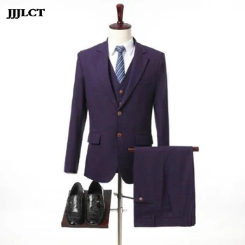 

2019 new men's professional wear small suit purple casual men's suit Korean version of the self-cultivation business suit