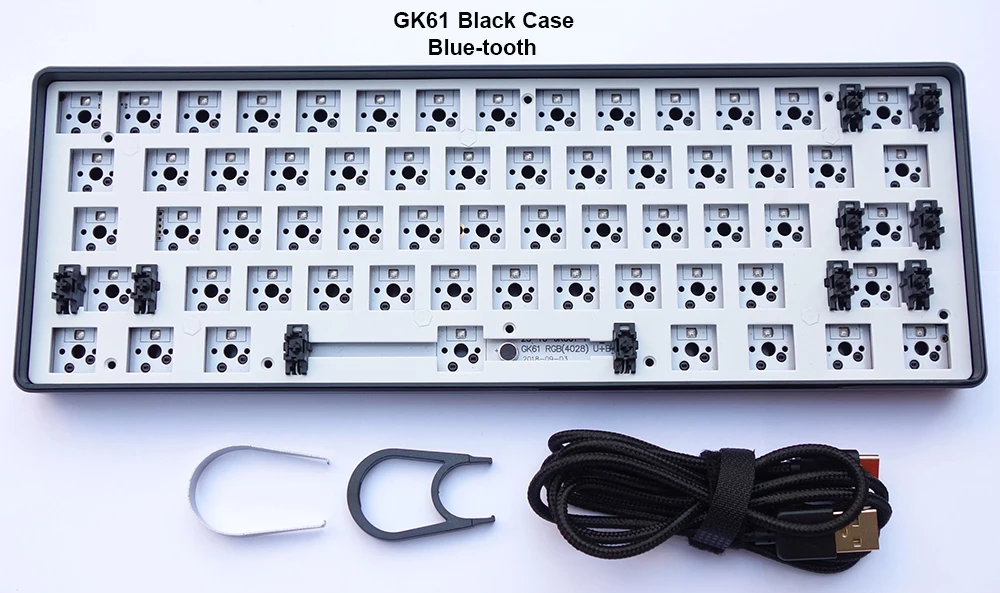 GK61 GK61S механическая клавиатура с горячей заменой Bluetooth RGB подсветкой Tyce-C пластиковый чехол-накладка PCBA Stabs DIY Kit - Цвет: Black Case Bluetooth
