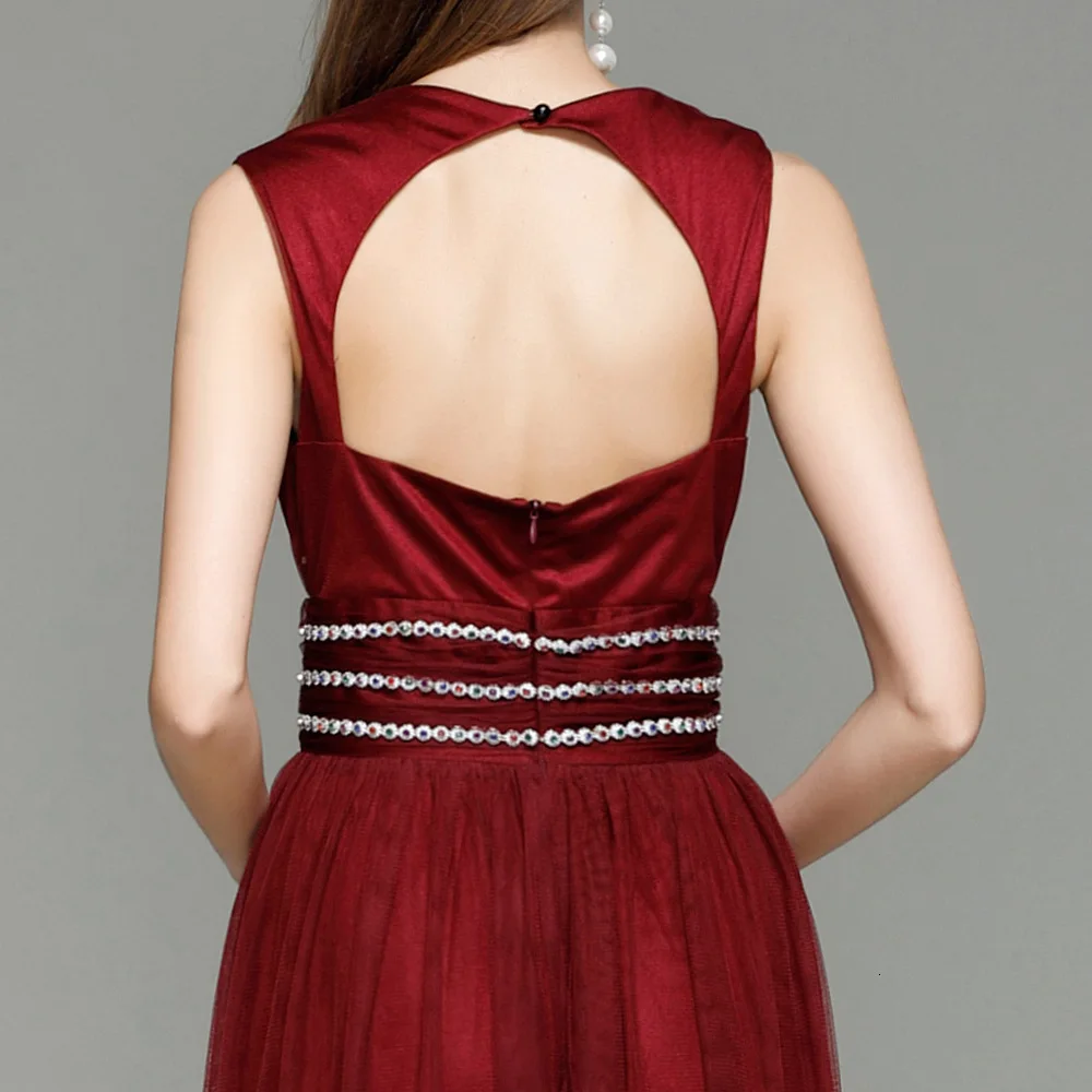 BGW сексуальные платья знаменитостей с v-образным вырезом без рукавов винно-Красного цвета из тюля открытая спина длина до пола Kate Middleton