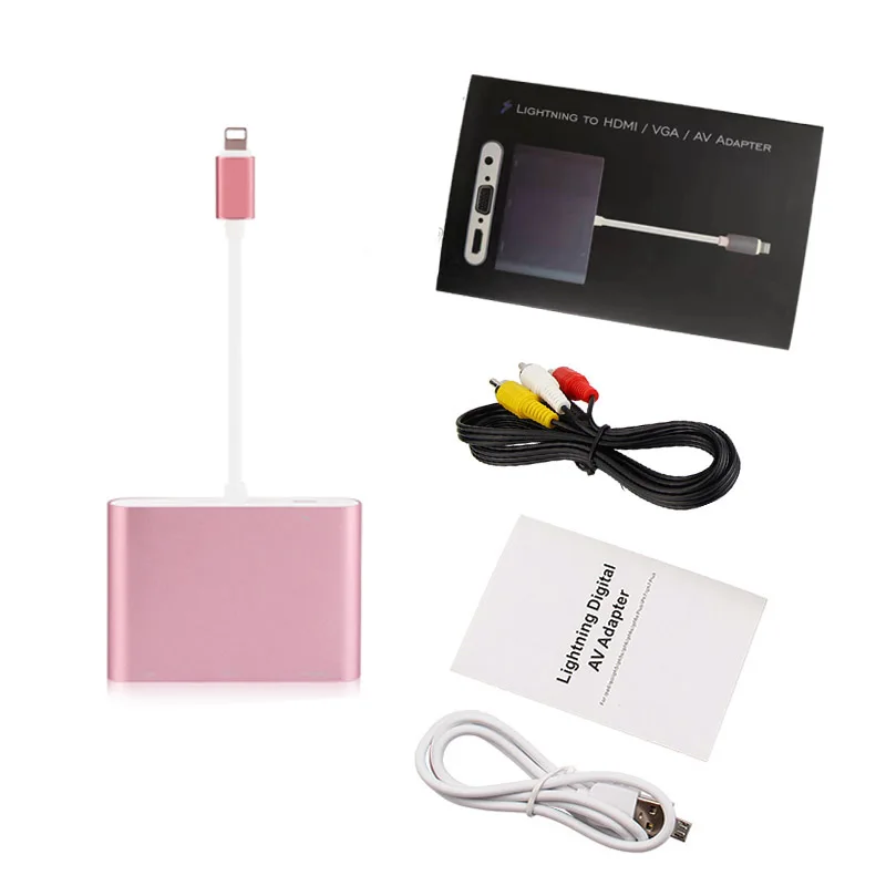 Белый 4 в 1 цифровой аудио видео HDTV конвертер для Lightning в HDMI VGA AV адаптер для IPhone Xs X XR 8 7 6plus для IPad Air/mini/pro - Цвет: Белый