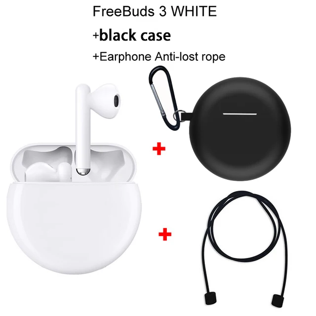 HUAWEI FreeBuds 3 беспроводные Bluetooth наушники-вкладыши kirin A1 интеллектуальное шумоподавление управление краном Быстрая зарядка FreeBuds3 - Цвет: White Blk case  Rope
