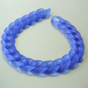 

80pcs Matte Blue Acrylic Curb Chain Links, Translucent Plastic Curb Chain Links, Open Link per Size 23mmx16mm