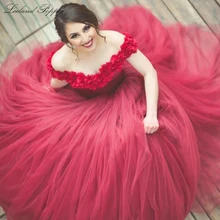 Бальное платье, фатиновое бальное платье для девочек, кружевное платье с аппликацией и вырезом лодочкой, длина до пола, без рукавов, торжественное платье