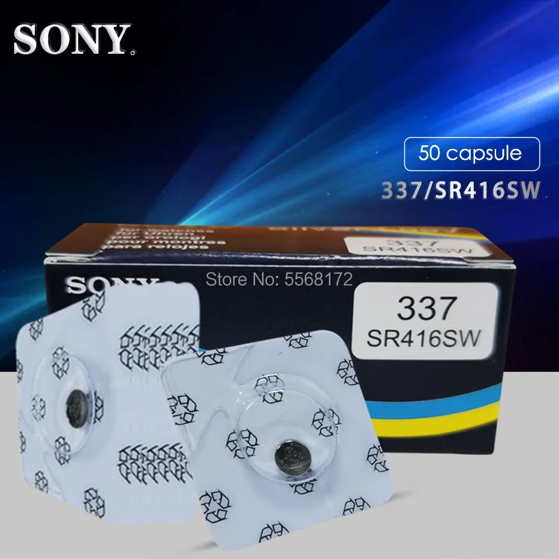 50Pcs For Sony New LONG LASTING 1.55V 337 SR416SW 623 D337 V337 SP337 Watch Silver Oxide Battery Single grain packing | Электроника