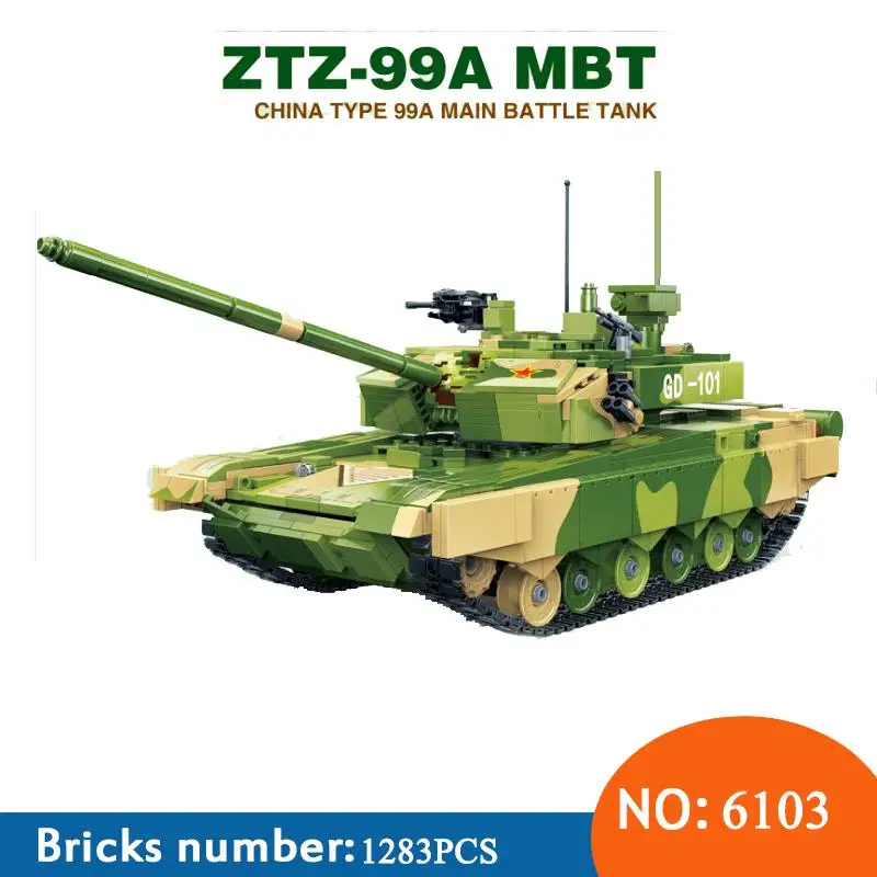 Военный Ztz 99a Mbt боевой танк Ww2 солдат армии войны строительные блоки игрушки новые 6103 1283 шт. для детей - Цвет: without box
