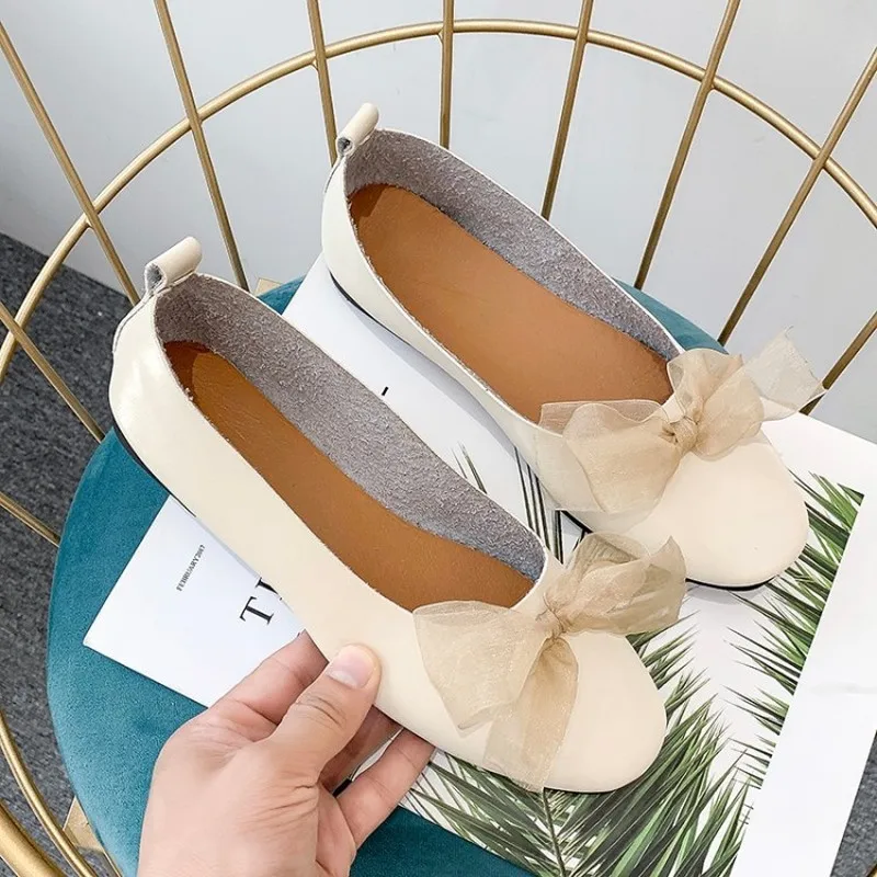 

2020 explosion model hot sale gentle fairy wind beanie shoes bow shallow mouth Mujer Chaussure Femme J15-14