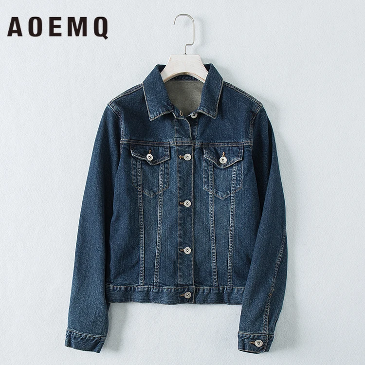 AOEMQ модные куртки 3 цвета винтажная однотонная джинсовая куртка повседневная