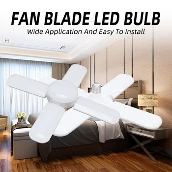 

Fan Shape Industrial Lighting 4/3 Leaves E27 LED Garage Ceiling Light 6000K 6000LM 60W Deformable Workshop Lamp