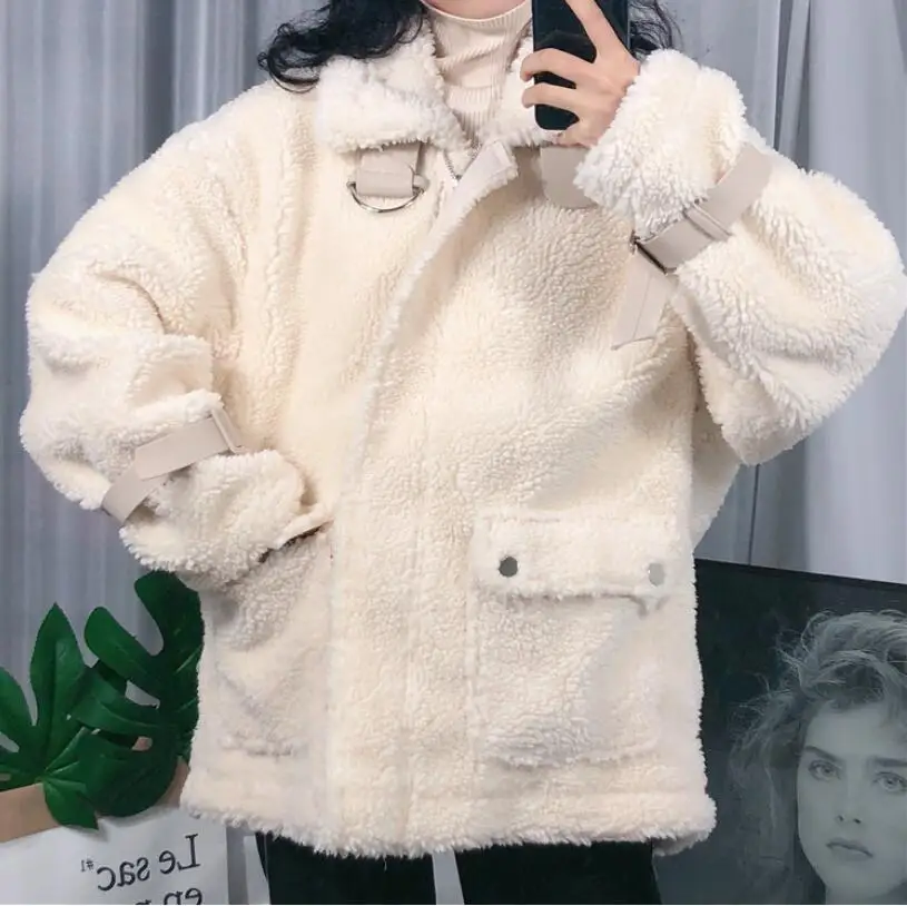 

Winter Wool Overcoat Warm Outerwear Women Faux Fur Coat Turn Down Collar Long Sleeve Cardigan Female Outwear AA-381
