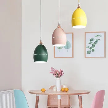 

Nordic Modern E27 High Quality Aluminum Macarons Pendant Lights Designer Model Houses Bedroom Creative Art Decorate Hanging Lamp