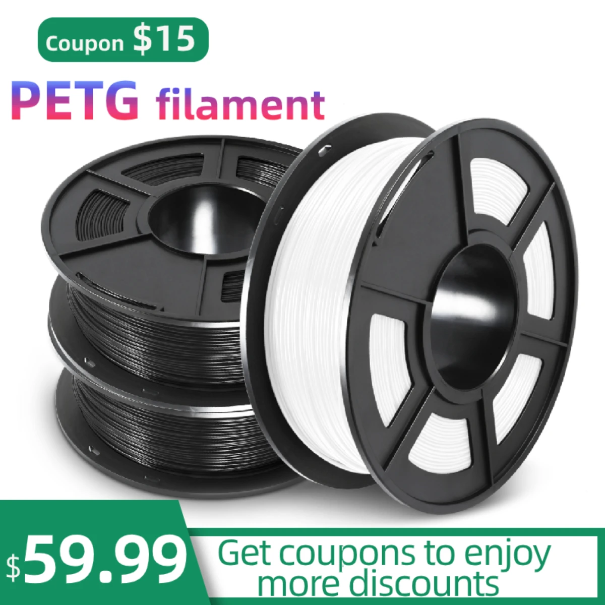 

PETG 3d Printer Filament 2BLACK AND 1WHITE sublimatie Material With Rohs reach Certificate 100% Tolerance abs sublimacion