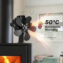Lareira preta 5 lâmina calor alimentado fogão fã komin log queimador de madeira eco casa fã silencioso eficiente distribuição de calor