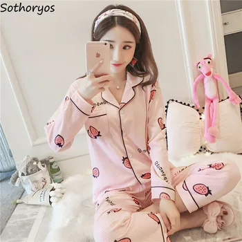 

Pajama Sets Women Spring Korean Style Trendy Soft Breathable Comfortable Lovely Sweet Womens Clothing Female High Quality Simple