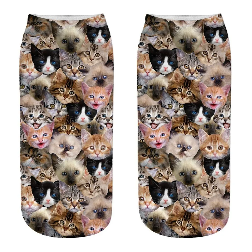 Womail New Style Women 3D Novelty Crazy Funny Cat Ankle Socks Unique Design Halloween Socks Polyester Cute Cartoon Sock