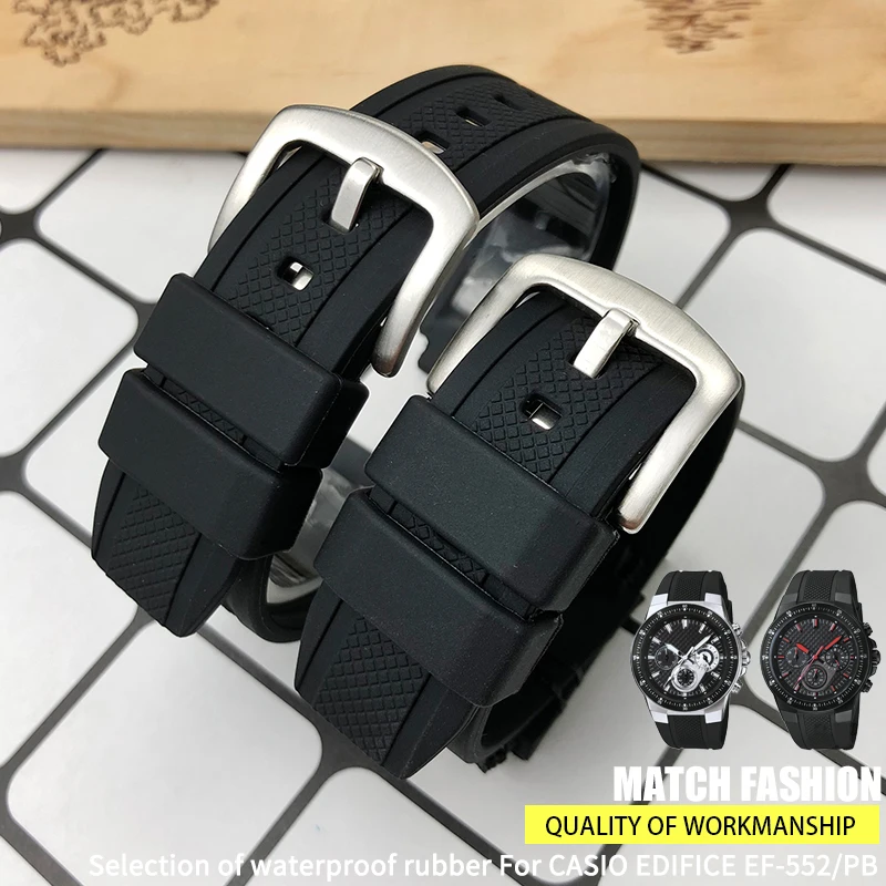 Ремешок резиновый сменный для Edifice Series EF-552 спортивный силиконовый браслет со