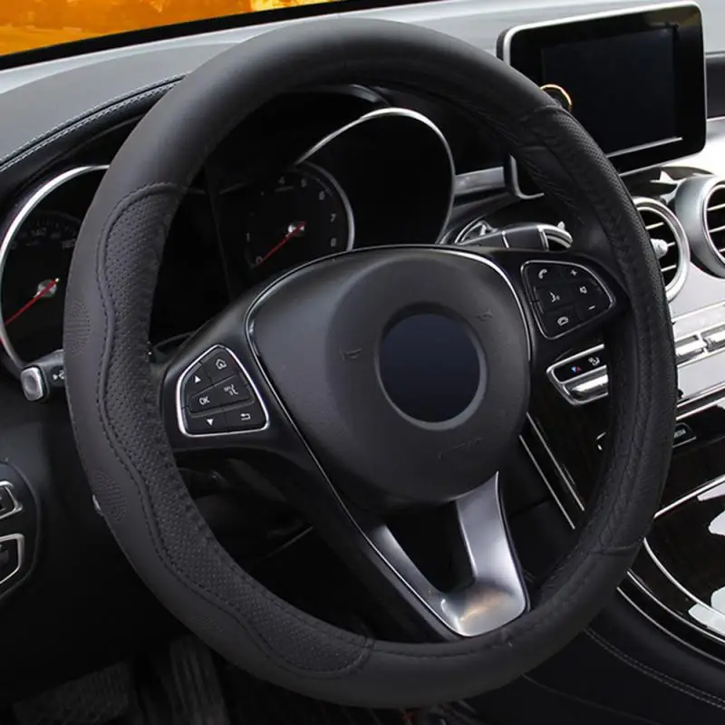 Универсальный чехол рулевого колеса автомобиля Skidproof Авто рулевого управления против скольжения искусственная кожа дышащие модные чехлы для автомобиля Стайлинг