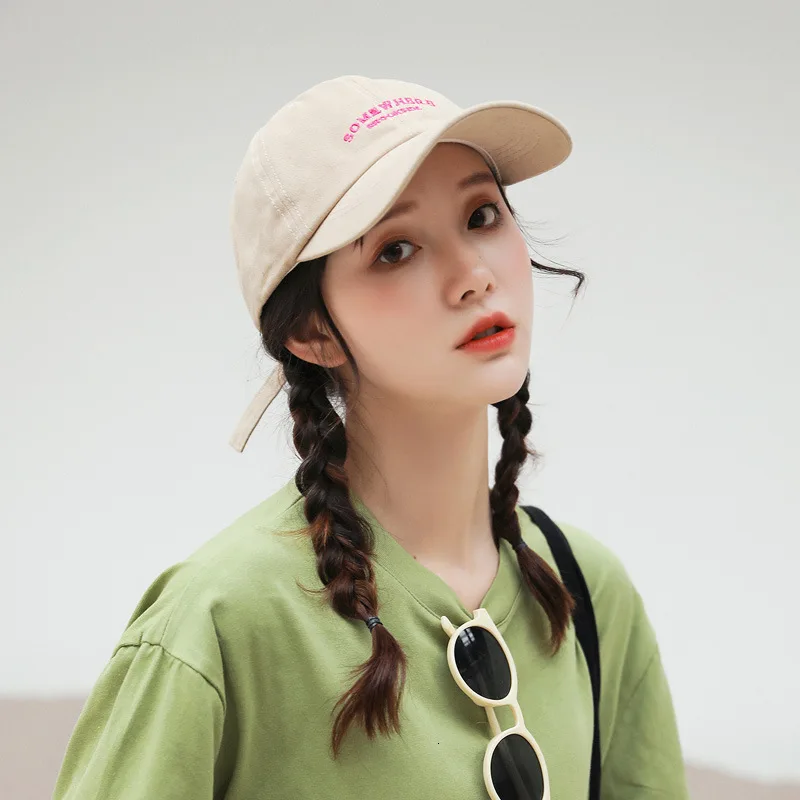 

Summer Simple Letter Embroidery Baseball Hat For Woman Korean Version Casual Joker Sunshade Bonnet Solid College Wind Hat Tide