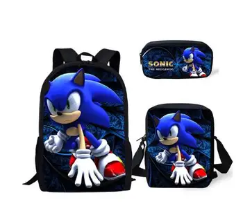 

Fashion Backpack Hot Game Sonic The Hedgehog Pattern Students School Bags Cartoon Anime Teenagers Book-Bags Set