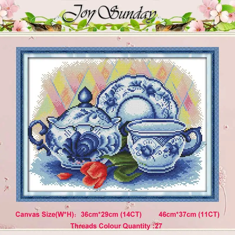 The celadon teapot Фарфоровые и Клубничные узоры Счетный крест 11 14CT наборы для вышивки крестом китайские наборы для вышивки крестом вышивка рукоделие - Цвет: The celadon teapot