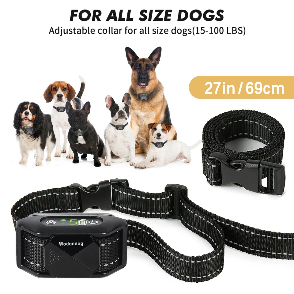 New Anti bark dog collar Electric shock Vibration sound with LED