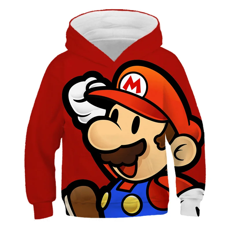 Детские толстовки с капюшоном Mario Bros модные повседневные героями мультфильмов супер 3D для мальчиков и