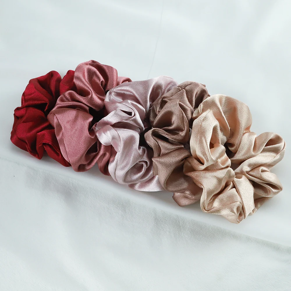 designer head scarf 5PCS/Lot Fashion Silk Satin Scrunchies Headband Large Elastic Rubber Hair Band Women Gilrs Ponytail Holder Hair Ties Accessories metal hair clips